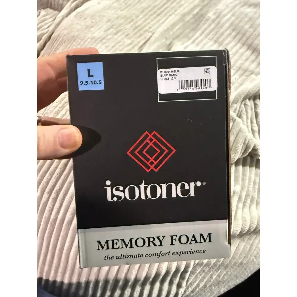 Isotoner Men’s Memory Foam Slippers Blue Size L 9.5-10.5 New In Box